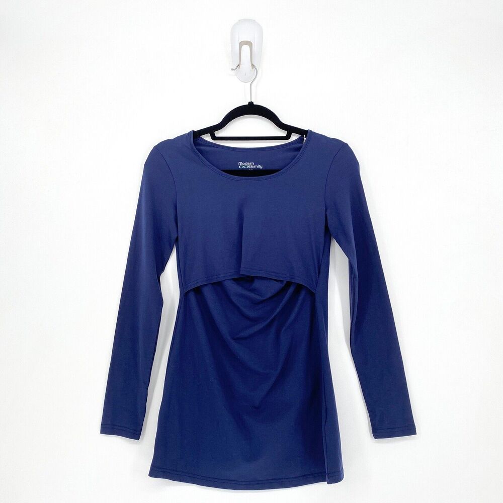 MODERN ETERNITY Women S Charlotte Maternity Nursing Top Blue Long Sleeve NEW
